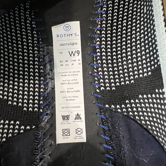 Rothy's Black and White Flat Shows Size 9 - Picture 9 of 9